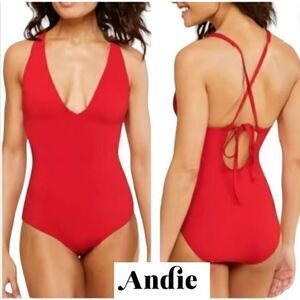 Andie Swim Bali One Piece‎ Small Long Torso Cherry Red